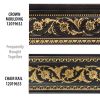 Gold Floral on Wood Tone Crown Molding 92 Inch