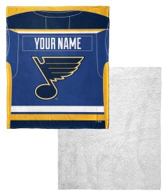 [Personalization Only] OFFICIAL NHL Jersey Personalized Silk Touch Sherpa Throw Blanket - Blues