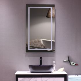 40"x 24" Square Built-in Light Strip Touch LED Bathroom Mirror Silver--DK