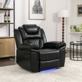 Home Theater Seating Manual Recliner Chair with LED Light Strip for Living Room,Bedroom, Black