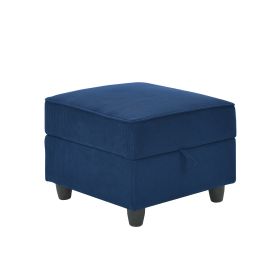 Ottoman of Module Sofa, Navy Blue Corduroy Velvet, Spring pack Cushions