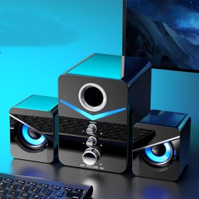 Desktop Computer Sound Bar Speakers with Compact Maneuverable Size Bluetooth Speaker (Option: Black-Bluetooth models-USB)