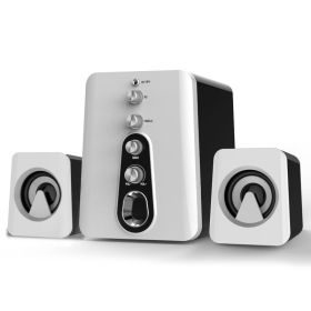 Mini USB 2.1 Speaker Wired Combination High Audio Heavy Bass Music Subwoofer Mobile Phone (Option: White-B-USB)