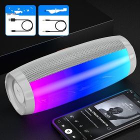 Colorful Lights Bluetooth Speaker High Volume Audio Subwoofer (Option: Ultimate gray color lights-Speaker charging cable)