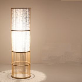 Tea Room Bamboo Woven Table Lamp Study Night Light Adjustable Light Warm Zen Bedside Lamp (Option: Floor lamp Type C-Push button switch)