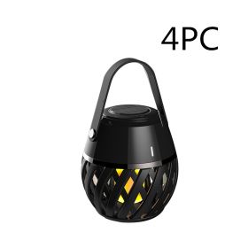 Flame Light Bluetooth Audio Speaker Waterproof Portable Portable Torch Light (Option: 4PC Black-USB)