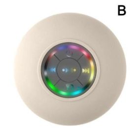 Big Suction Cup Waterproof Bluetooth Speaker LED Light Emitting (Option: Beige-USB)