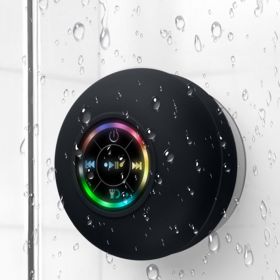 Big Suction Cup Waterproof Bluetooth Speaker LED Light Emitting (Option: Black-USB)