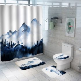 Digital Printing Polyester Bathroom Supplies Chinese Landscape Painting (Option: Yf107-90x180)