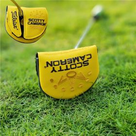 Straight Strip One-line Putter Golf Club Cover Head Cover Ball Head Protective Cover (Option: Yellow semicircle)