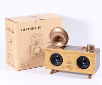 B6 Wireless Bluetooth Speaker Subwoofer Oversized Volume Radio 3D (Option: Light brown-USB)