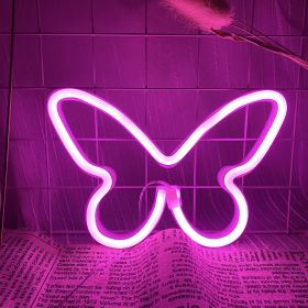 1pc, Butterfly LED Neon Sign, USB Or Battery Powered Neon Sign, Bedroom Decor, Wedding Decor, Birthday Decor, Party Decor, Wedding Supplies (Model: Bright Neon Hanging Type, Color: Pink)