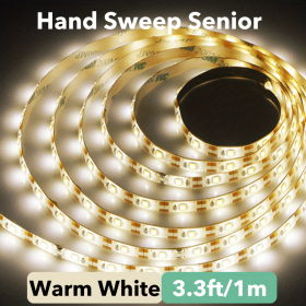 1pc DC 5V Lamp USB Motion LED Backlight TV Kitchen LED Strip Hand Sweep Waving ON OFF Sensor Light Diode Lights Double-sided Tape (Color: Warm White, size: 3.3ft/1m)