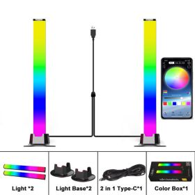 RGB Symphony Lights LED Sound Control Light Music Rhythm Ambient Pickup Lamp App Control Strip Light For Computer Desktop Decor (Emitting Color: 2in1 Symphony Light)