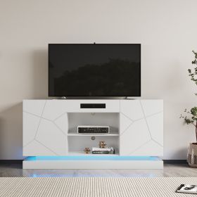 TV Cabinet ;  TV Stand with bluetooth speaker ;  Modern LED TV Cabinet with Storage Drawers;  Living Room Entertainment Center Media Console Table (Color: White)