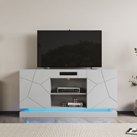 TV Cabinet ;  TV Stand with bluetooth speaker ;  Modern LED TV Cabinet with Storage Drawers;  Living Room Entertainment Center Media Console Table (Color: Gray)