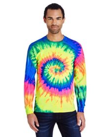 Adult 5.4 oz. 100% Cotton Long-Sleeve T-Shirt - SATURN - S (Color: NEON RAINBOW, size: XL)