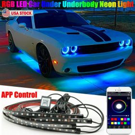 Car Underglow Light Flexible Strip LED Underbody Lights Remote APP Control Car Led Neon Light RGB Decorative Atmosphere Lamp (Model: Random)