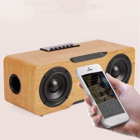 Wooden Clock Bluetooth Speaker, Support U Disk TF Card Function, Home Desktop Speaker (Option: Yellow-A)