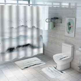 Digital Printing Polyester Bathroom Supplies Chinese Landscape Painting (Option: Yf104-150x180)